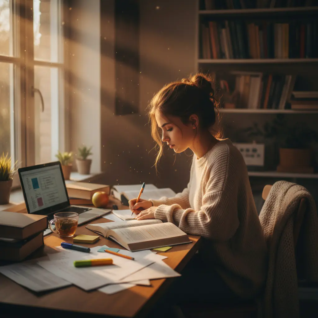 Student studying for exams
